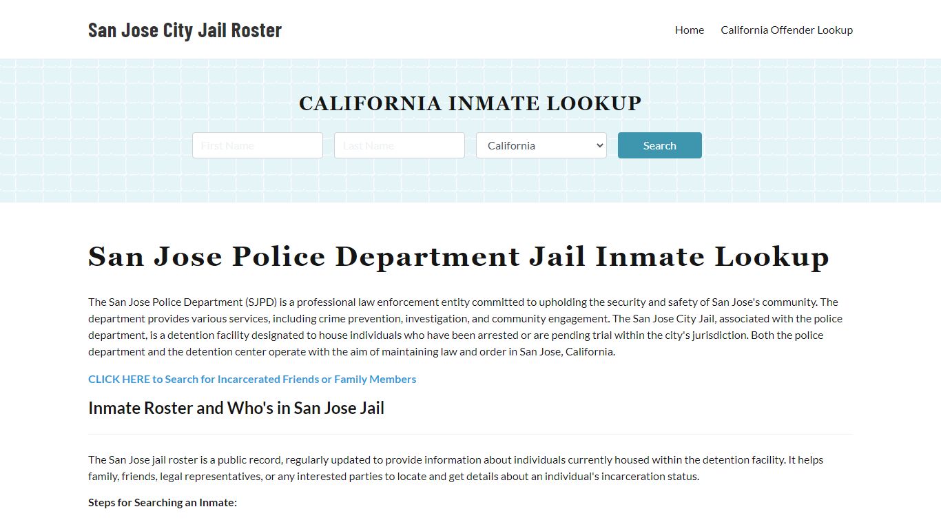 San Jose Police Department & City Jail, CA Inmate Roster, Arrests, Mugshots